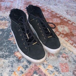 Blackstone Black Shearling Lined Lace Up High Top Sneakers Size 7